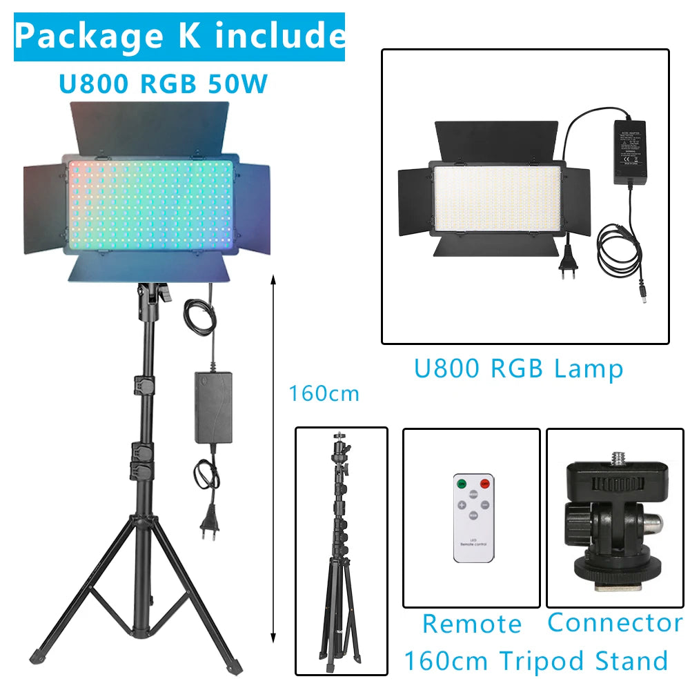 U800 RGB Photo Light LED Photo Studio Light Camera Phone Video Recroding RGB Panel Lamp LED Vdieo Light for YOUTUBE Tiktok LIVE