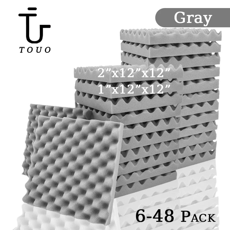 TOUO Acoustic Foam 6/12/24/48Pc Acoustic Sponge Sound Insulation Sound-absorbing Soundproof Foam Panels Ceiling Acoustic Esponja