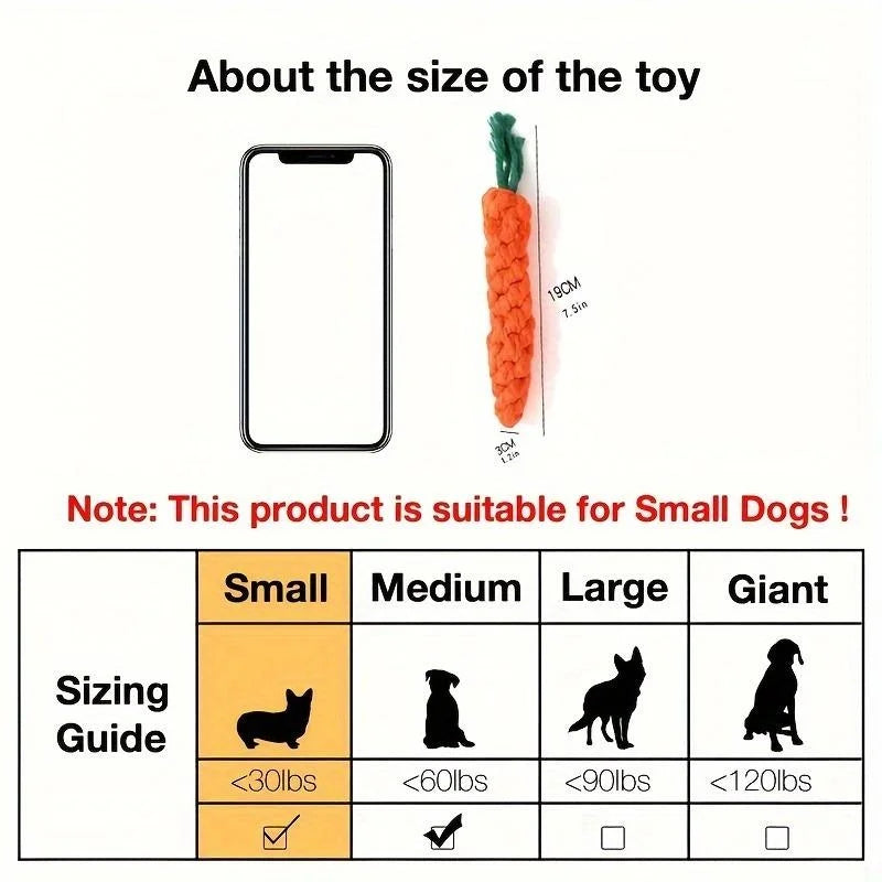 1pc Pet Knot Toy for Dog and Cat Carrot Shape Dog Chew Toys Cotton Rope Toys for Indoor Dogs Cat Toys Dog Accessories