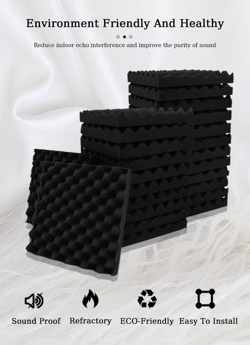 TOUO Acoustic Foam 6/12/24/48Pc Acoustic Sponge Sound Insulation Sound-absorbing Soundproof Foam Panels Ceiling Acoustic Esponja