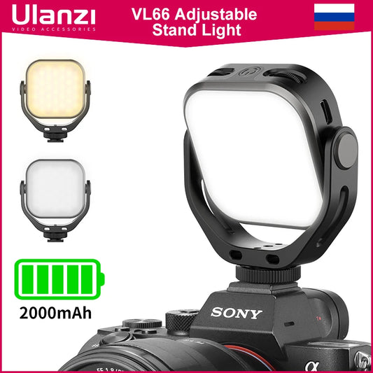 Ulanzi Vijim VL66 Adjustable LED Video Light with 360 Rotation Mount Bracket Rechargable DSLR SLR Mobile Portable Fill Light