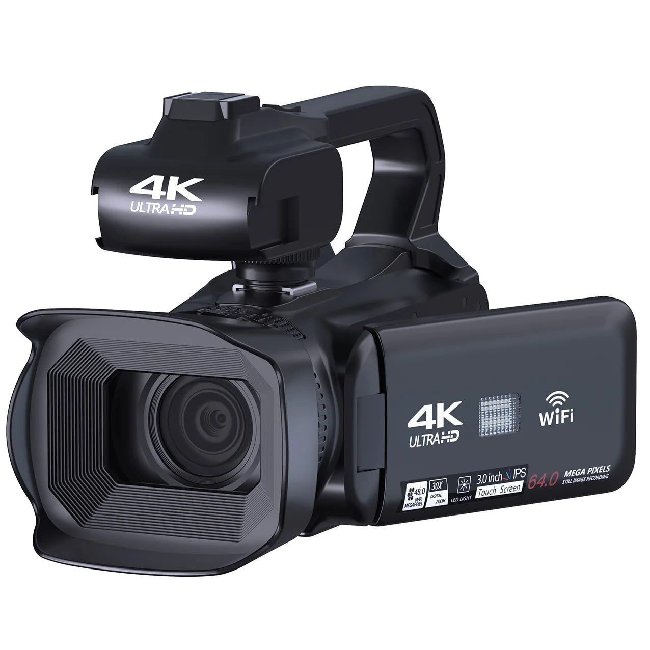 Professional Video Camcorder 4K Auto Focus Vlogging Camera for YouTube 64MP 60FPS WiFi Webcam 4" Touch Screen 18X Digita