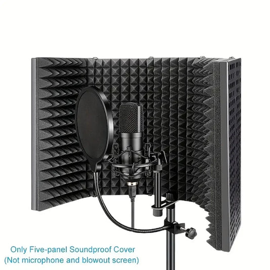 5 Panel Reflection Filters Professional Studio Recording Microphone Isolation Shield Suitable For Any Condenser Mic