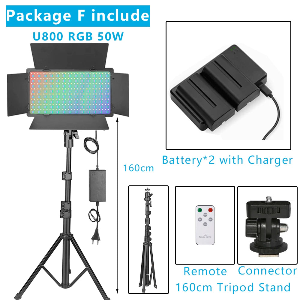 U800 RGB Photo Light LED Photo Studio Light Camera Phone Video Recroding RGB Panel Lamp LED Vdieo Light for YOUTUBE Tiktok LIVE