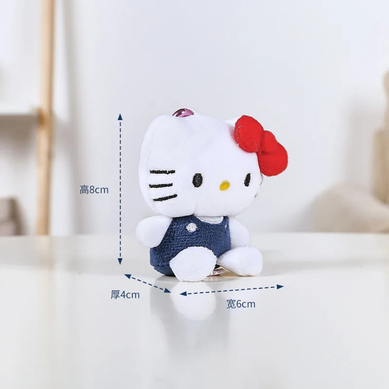 10cm Sanrio Hello Kitty Plush Doll Keychain Love Shaped Buckle Schoolbag Pendant Car Keyring Hanging Ornament Toy Birthday Gift