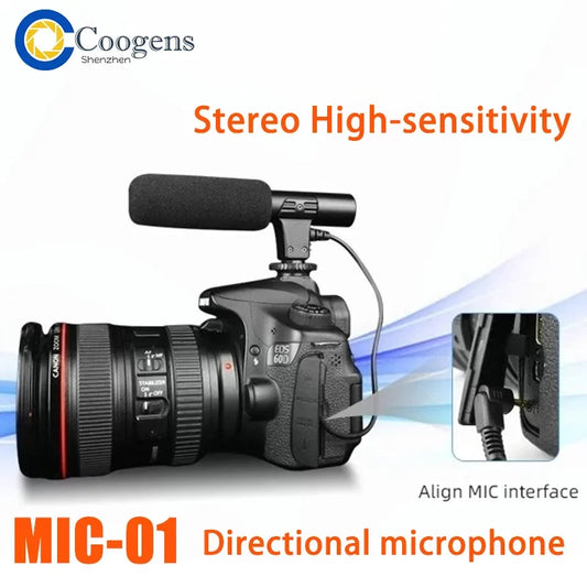 3.5mm Stereo Microphone for Canon Nikon Sony Pentax Olympus DSLR Mirrorless Camera DV Professional Interview News Recording Mike