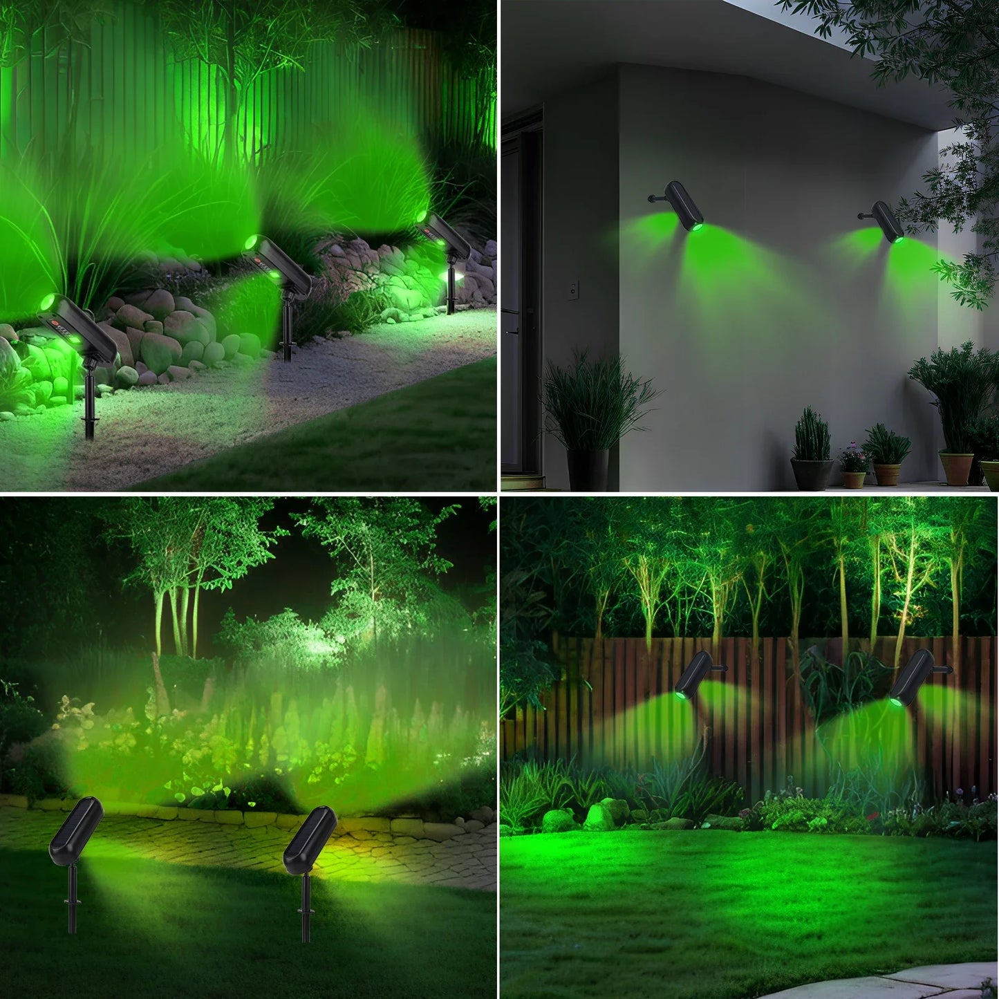 4PCS Solar LED Light Outdoor Solar Wall Light IP65 Green Garden Light Solar Spotlights Solar Uplights for Trees Pathway Yard