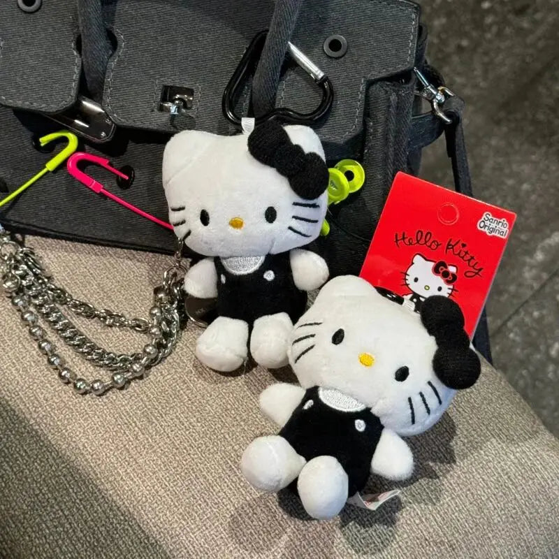 10cm Sanrio Hello Kitty Plush Doll Keychain Love Shaped Buckle Schoolbag Pendant Car Keyring Hanging Ornament Toy Birthday Gift