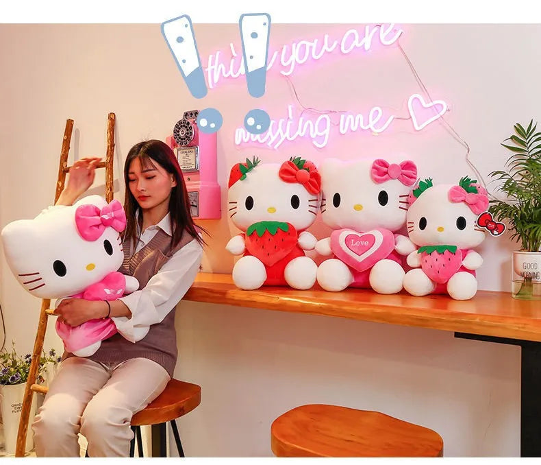 22-45cm Kawaii Hello Kitty Plush Toys Anime Kawaii Pillow Doll Stuffed Animal Children Plushies Decoration Peluche Birthday Gift